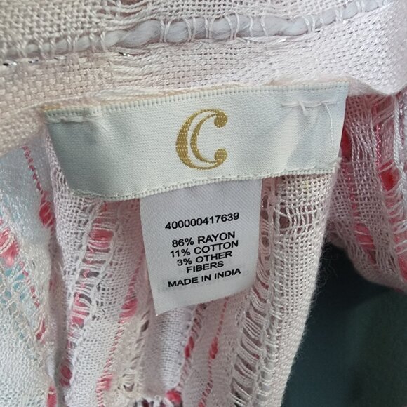 Lightweight Long Open Weave White & Pink Scarf - Picture 10 of 11